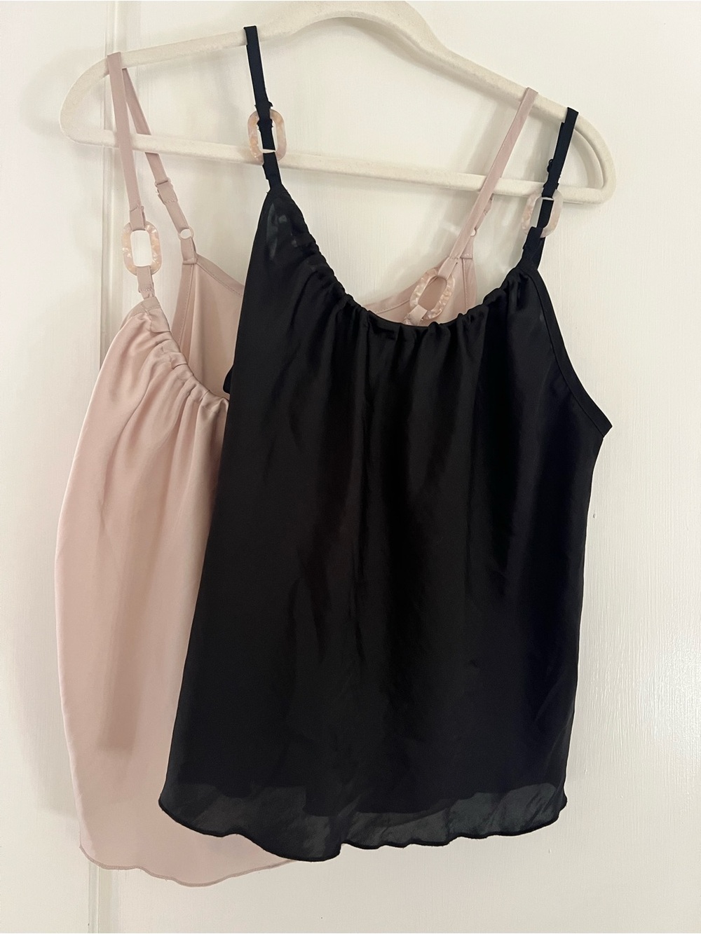 Free people intimates Women's Satin Camisole Tank Top duo in Black and Blush